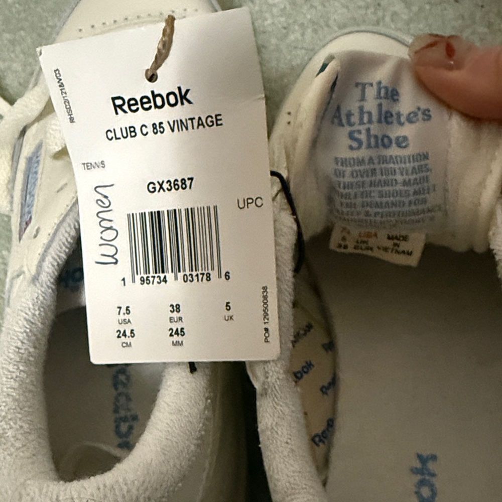 Reebok CLUB C 85 VINTAGE CO Women Leather Sneakers -Chalk/Blue-Size 7.5-NWT - Picture 10 of 14